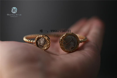 銀幣古幣訂制 古希臘幣健康女神+回頭獅 K金手鐲歐美復古