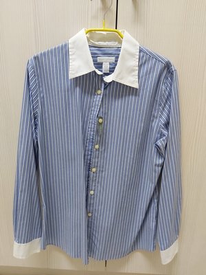 Charter Club-Macy's藍白條紋長䄂女性襯衫8碼-全新有下水未穿過