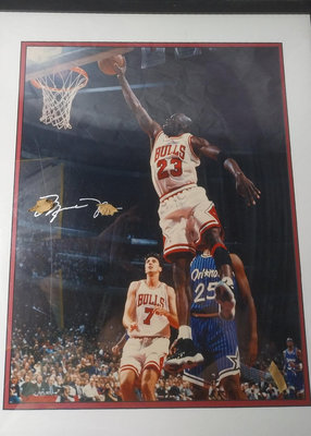 NBA籃球之神Michael jordan, 美國隊2次、明星賽14次、冠軍6次，upper deck1996年Michael jordan限量簽名照BAS鑑定