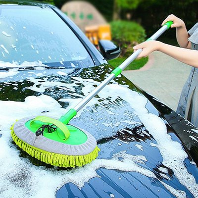 汽車雪尼爾伸縮洗車拖把車用除塵軟毛清洗清潔海綿擦車手套工具