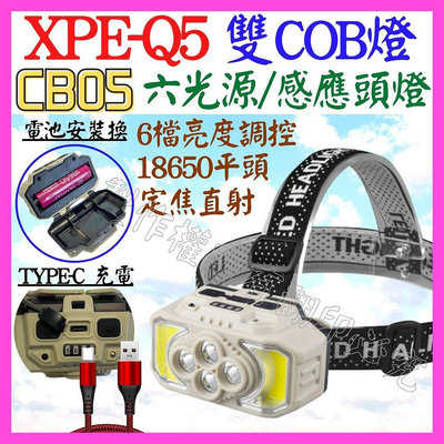 【購生活】CB05 多光源 雙光源 COB燈 LED燈 頭燈 18650電池 工作燈 維修燈 照明燈 USB燈 P50