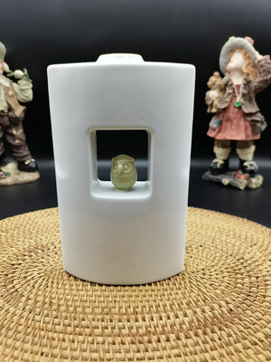 日本回流 香蘭社 白瓷花瓶 貓頭鷹鏤空花瓶 非常可愛有意思的