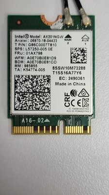 Intel雙頻 AX201 M.2無線網卡 AX201NGW 藍芽5.1 WiFi6 全新拆機品
