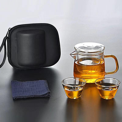 旅行茶具 茶具套餐 玻璃茶具套裝旅行便攜式快客杯隨身小套煮茶壺功夫茶具單人泡茶杯