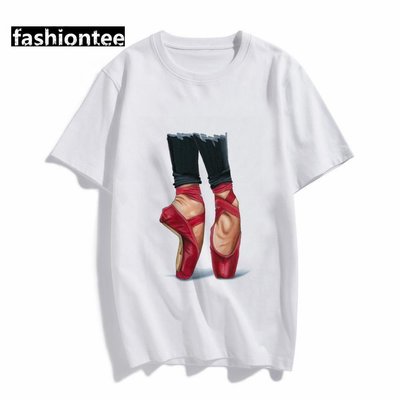 好友佳BALLET SHOES PRINTED WOMAN T-SHIRT 歐美風芭蕾舞鞋印花女士T恤衫HFK