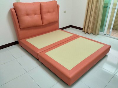 鴻宇傢俱~橘色5尺雙人貓抓皮床底/床架YCU~有止滑、保証台灣製造、可訂色改尺寸~另有3.5尺/6尺/6x7尺
