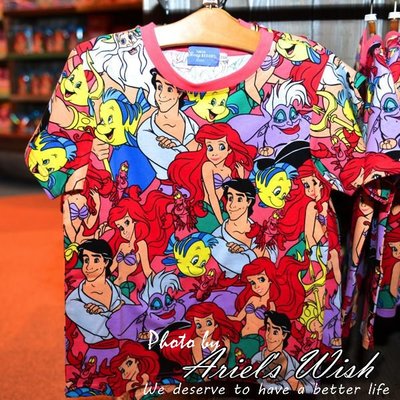 Ariel's Wish-日本東京迪士尼海洋Disney Sea小美人魚愛麗兒T恤成人版滿版T shirt-現貨在台