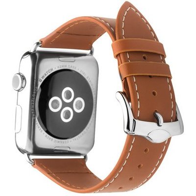 頭層牛皮?QIALINO Apple Watch 1/2/3/4經典二代真皮錶帶38/42mm簡約錶帶 不鏽鋼錶扣