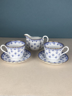 【二手】日本回流 英國SPODE“斯波特”彩繪藍花咖啡杯2套奶罐一 回流 擺件 茶具【佛緣閣】-1583