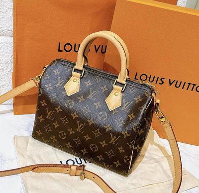 二手旗艦 LOUIS VUITTON LV 字紋 SPEEDY 25公分 波士頓 斜背包 兩用包(中友店)