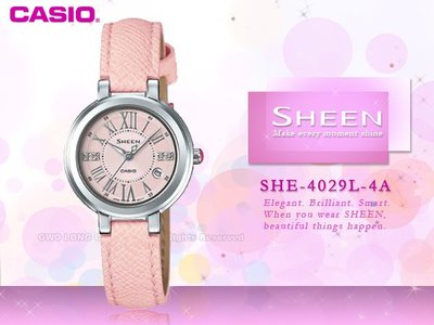 CASIO 手錶專賣店 國隆 CASIO SHEEN_ SHE-4029L-4A_施華洛 世奇_玫瑰金_女錶