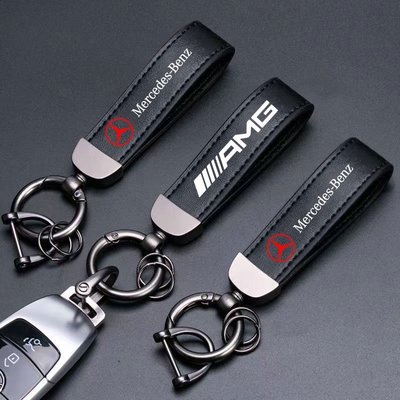 梅賽德斯奔馳汽車鑰匙扣高檔皮革高品質鑰匙扣適用於 AMG E200 W210 W203 W124 W204 W211 W