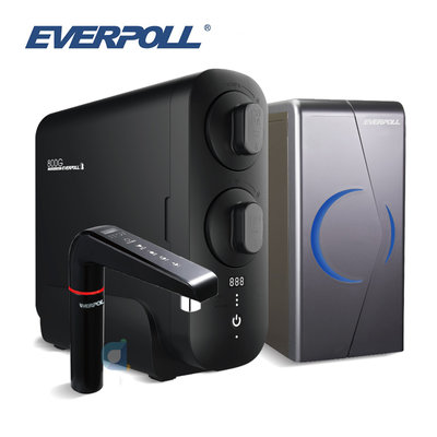 EVERPOLL RO-800G直出RO淨水器 搭配EVB-298-E廚下型雙溫UV觸控飲水機 大大淨水