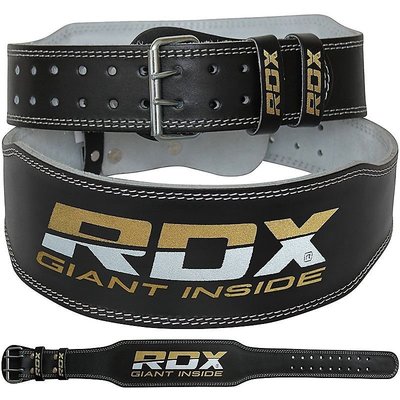 【線上體育】RDX 舉重腰帶 6" 皮革 黑 金色 RDX052