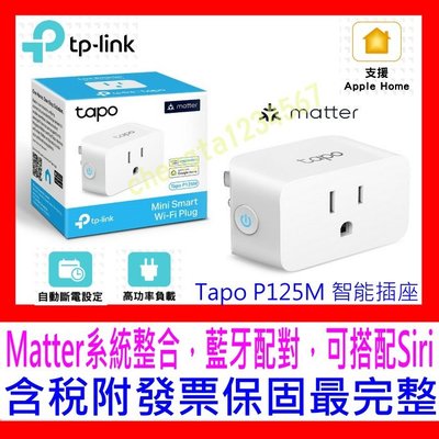 【全新公司貨開發票】TP-LINK Tapo P125M WiFi智慧插座可遠程控 迷你設計 另有P105取代HS105