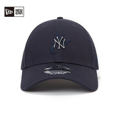 帽子New Era紐亦華MLB金屬logo標志棒球帽子男NY可調節硬頂彎檐帽女