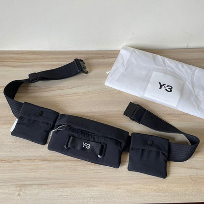Y3 黑色 時髦造型多功能腰包 科技布面質感 加厚材質 精緻質感 限量優惠
