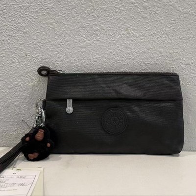 Kipling 猴子包 KI5562 金屬黑 中款 附掛繩 輕便輕量錢包 零錢包 鑰匙包 收納包 手拿包 防水 限時優惠