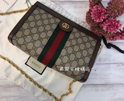 《真愛名牌精品》GUCCI 503877 PVC Small復古綠紅綠 緹花肩背方鍊包孫芸芸包 *全新*代購