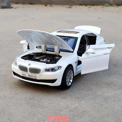 精品1:32寶馬535i合金汽車模型警車仿真金屬車模聲光回力玩具車模擺件