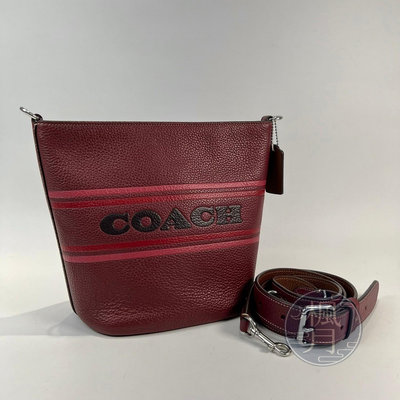 【一元起標 05/26】COACH  蔻馳 CH248   酒紅色拉鍊水桶包 精品包包 側背包 肩背包 品牌包包