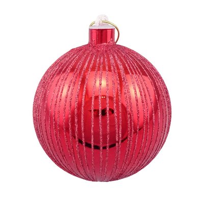 聖誕樹圓球吊飾裝飾品  100mm亮紅蔥球(6入/組)