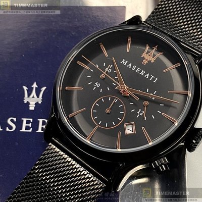 MASERATI手錶,編號R8873618006,42mm黑錶殼,深黑色錶帶款