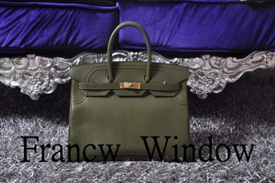 France Window 愛馬仕柏金包 Hermes Birkin35 蕾絲 6H橄欖綠 Box皮 玫瑰金扣