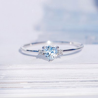 【馬格斯珠寶】18k 心形海藍寶石戒指  托帕石戒指 生日禮物 結婚鑽戒 情人節禮物 精美好禮 熱賣款 320