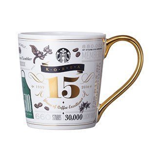 含運費2980元~STARBUCKS星巴克咖啡2014"韓國15週年紀念馬克杯15th Anniversary mug"