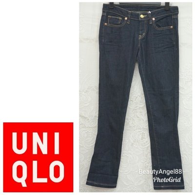 (新)日系品牌 UNIQLO 修身顯瘦 牛仔褲 鉛筆褲 長褲 28吋 彈力 貼身 窄管褲 $49 1元起標 有LV