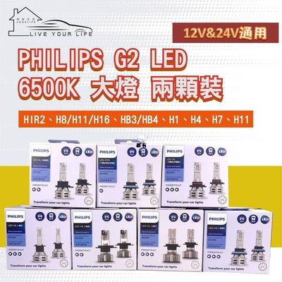 現貨 PHILIPS G2 6500K LED大燈H4/H7/H8/11/16 HB3/4 HIR2/H11 汽配 改裝