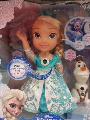買一送一美國代購disney冰雪奇緣FROZEN雪公主ELSA唱歌Q版娃娃/精裝版再免運