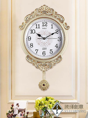 歐式復古掛鐘表創意客廳家用搖擺鐘美式時鐘現代簡約創意石英壁鐘-