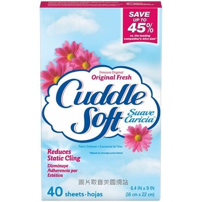 美國 HENKEL Cuddle Soft 40片 原味烘衣紙 皂香&花香的綜合香味 消臭 除臭 消除靜電 除皺