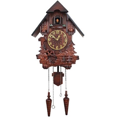 【熱賣精選】歐式實木雕刻布穀鳥掛鐘兒童房客廳音樂整點報時鐘搖擺創意咕咕鐘時鐘