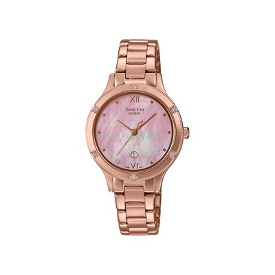 可議價CASIO卡西歐 SHEEN 藍寶石水晶玻璃 粉紅 珍珠母貝錶盤 SHE-4546PG-4A