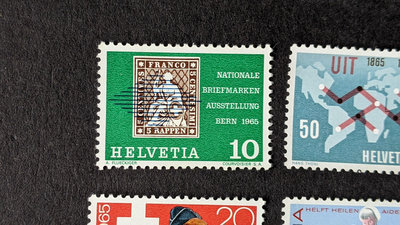 瑞士1965年代「票中票全國郵展等」4套