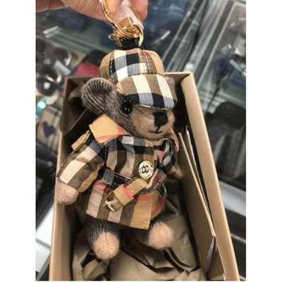 Burberry Teddy Bear 英國皇家格紋風衣小熊吊飾 焦糖 正版