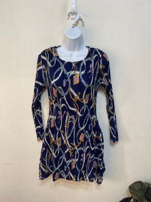 「 二手衣 」 女版滿版折衣洋裝（藍）55