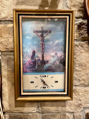 歐式古典基督教十字架耶穌基督時鐘掛鐘