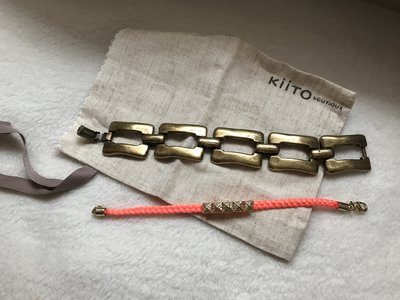 KIITO    橘色編織水鑽 手環 /手鍊
