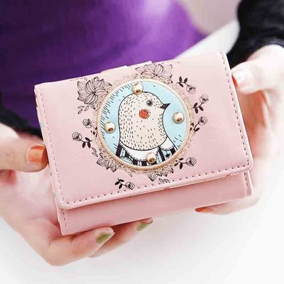 韓國可愛卡通小鳥兒三折短夾/零錢包/長皮夾/扣式短款錢包/手機包/手拿包/包包