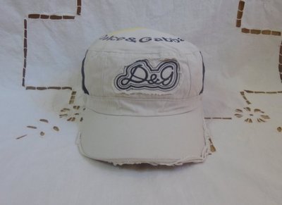 專櫃 棒球帽 平頂帽 全封帽 遮陽帽 純棉 米色 白色 兩側條紋貼布 頭圍54-57
