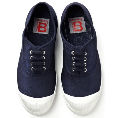 法國bensimon 海軍藍基本綁帶款帆布鞋 38號現貨不用等。免運優惠