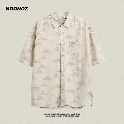 威登服裝城 NOONOZ夏季潮牌滿印設計感短袖襯衫男寬松情侶復古小眾港風襯衣 NX4419