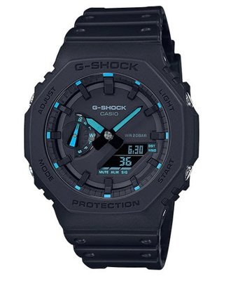 【金台鐘錶】CASIO卡西歐 G-SHOCK 超人氣的八角錶殼 (黑x藍) 農家橡樹 GA-2100-1A2