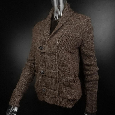 法國品牌SISLEY褐色羊駝毛長袖針織外套 S號 義大利製