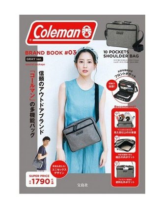 [瑞絲小舖]~日雜附錄Coleman灰色高機能10口袋肩背包 側背包 單肩包 斜背包 托特包 小方包