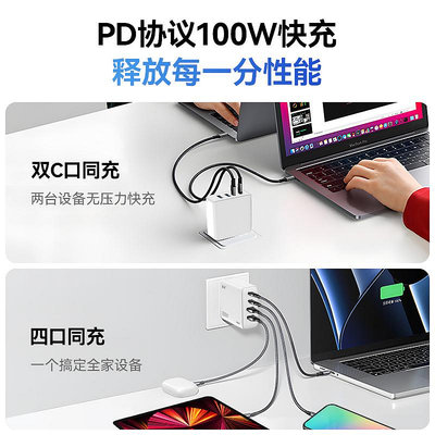 手機配件 紫米正品100W多口PD插頭適用華為小米蘋果iPhone14/13手機Macbook筆記本電腦iPad頭65W